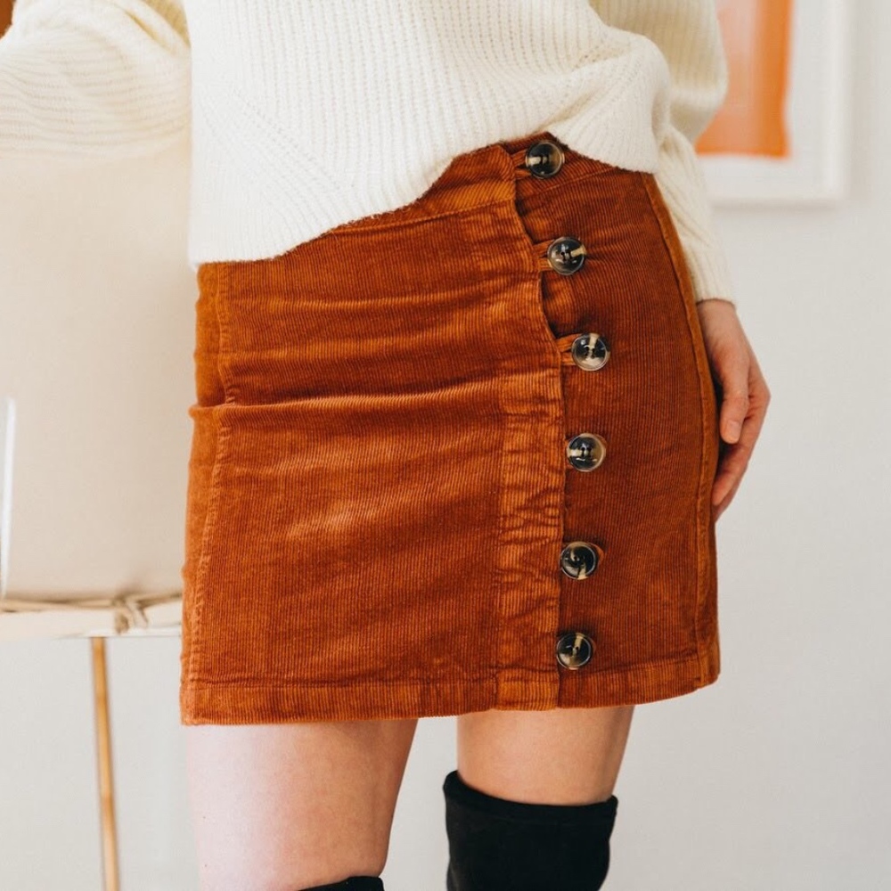 Retro Corduroyed Side Button Up Skirt   RETRO COR